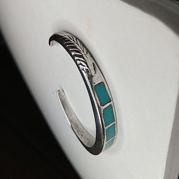 Vintage native American sterling silver 925 turquoise cuff bracelet kee designer - Picture 4 of 11